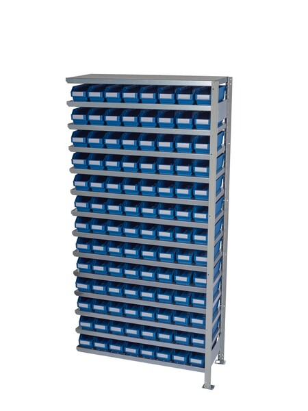 Anbauregal mit 104 Lagerkästen Typ 3012